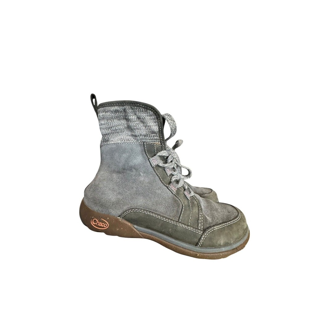 Chaco Women's Sz 8 Barbary Chukka Hiking Boots Gray Leather Lined Ankle Castle